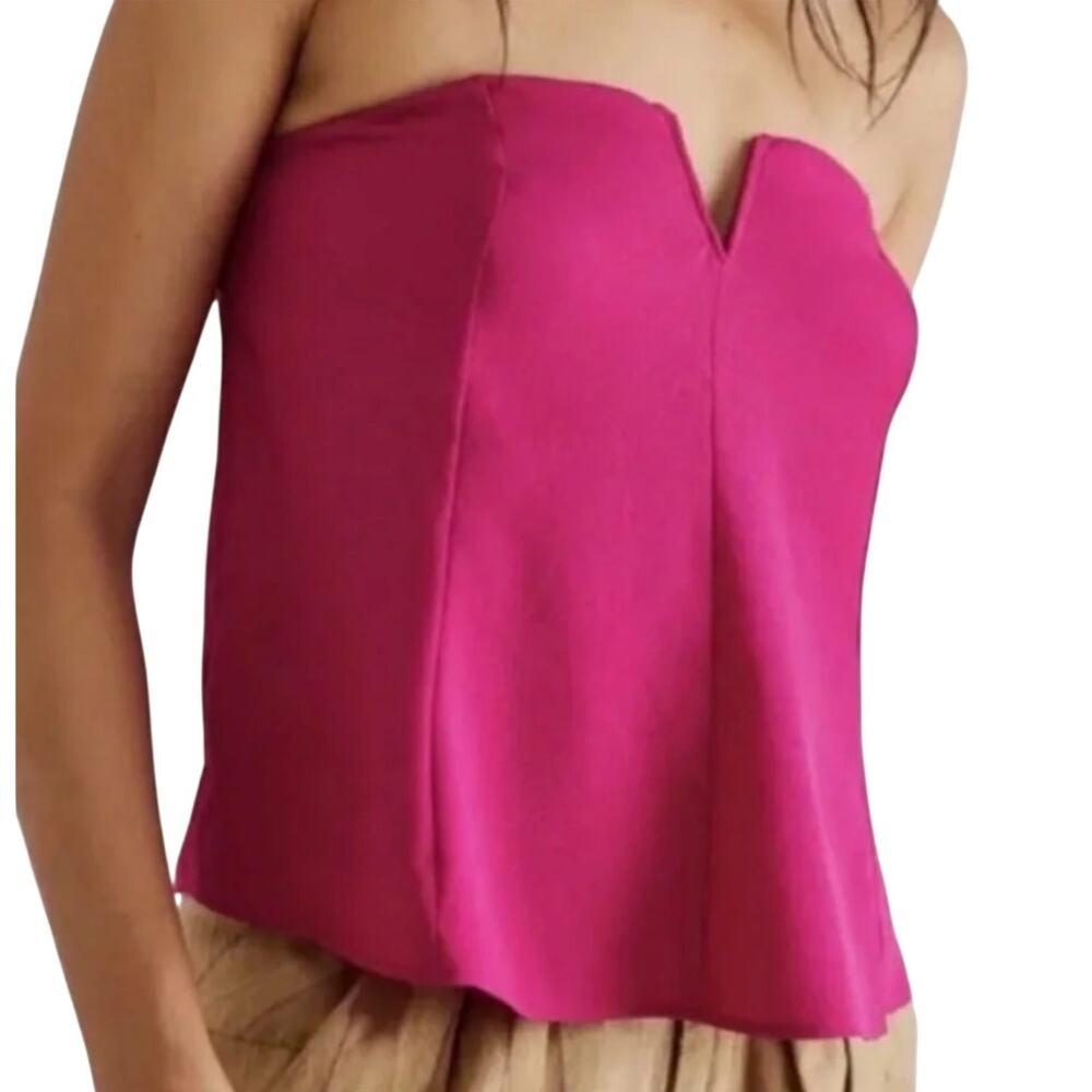 Intimately Free People Toss It On Fuschia Wired V-cutout Strapless Tube Top